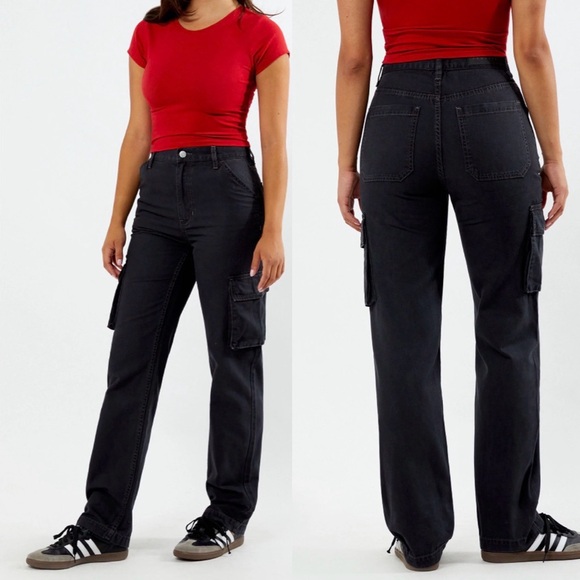 PacSun Denim - PacSun Black Cargo Stretch Dad High Rise Jeans Size 28